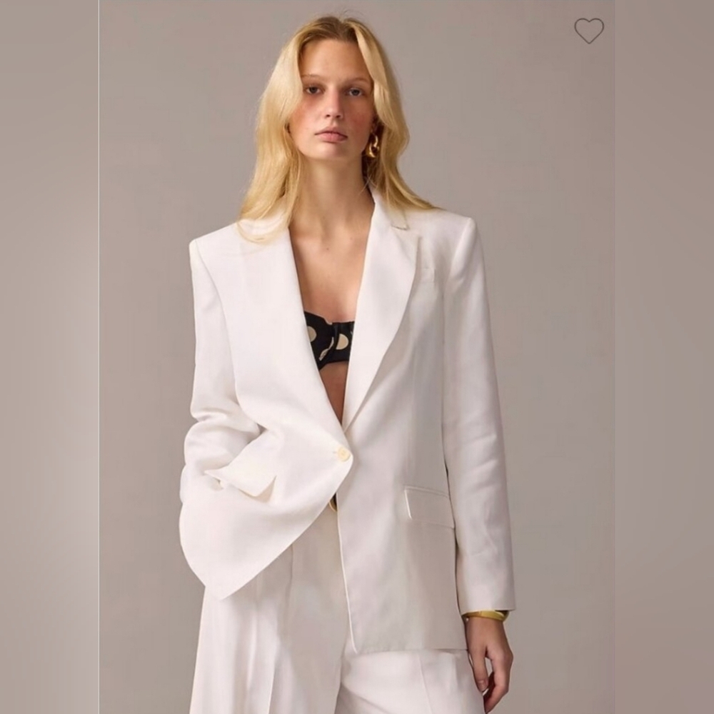 J. Crew Tuxedo Blazer in Drapey Viscose White Size 8 NWT